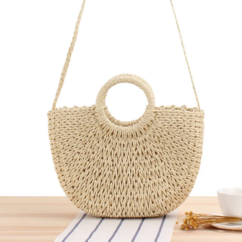 Handmade Round Straw Rattan Bag – Chic Summer Beach Crossbody