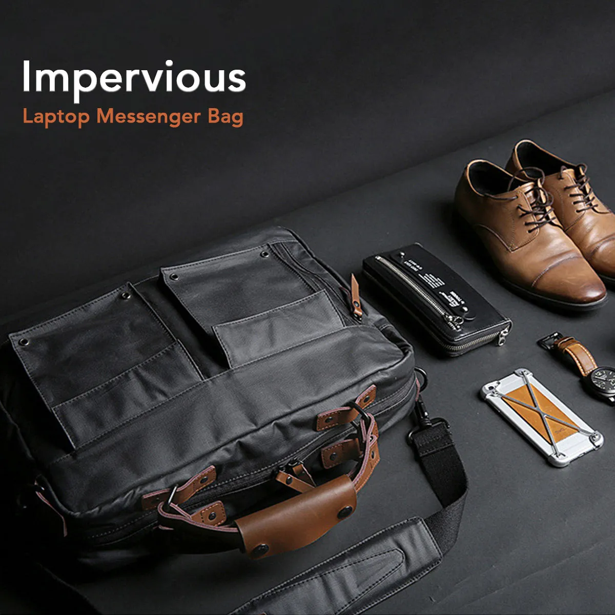 Impervious Laptop Messenger Bag - Black