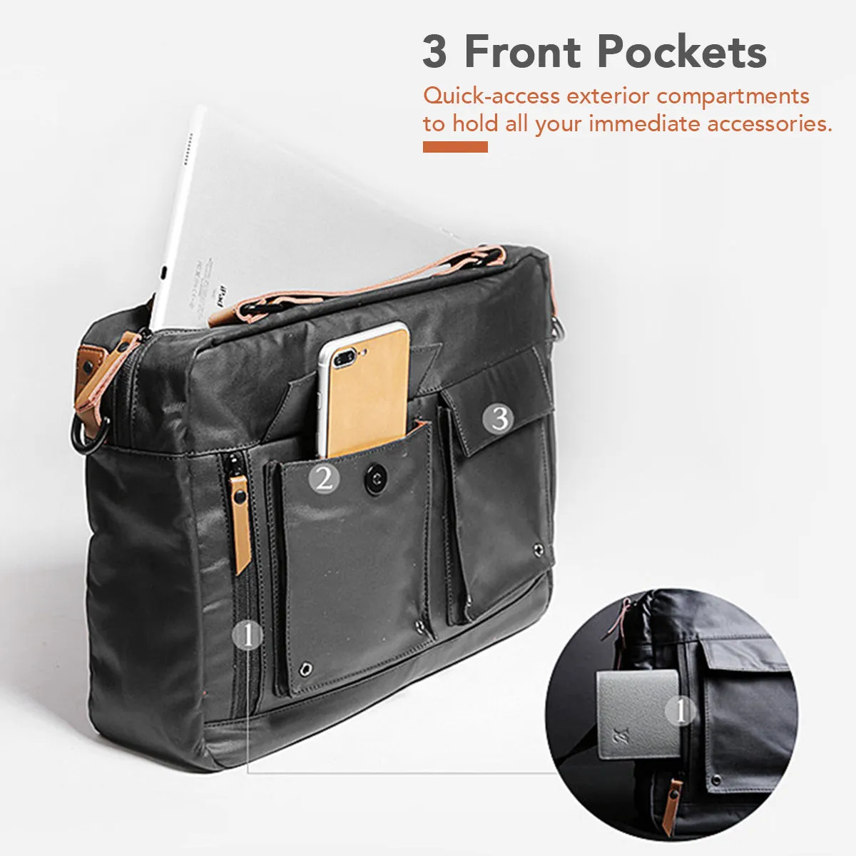 Impervious Laptop Messenger Bag - Black