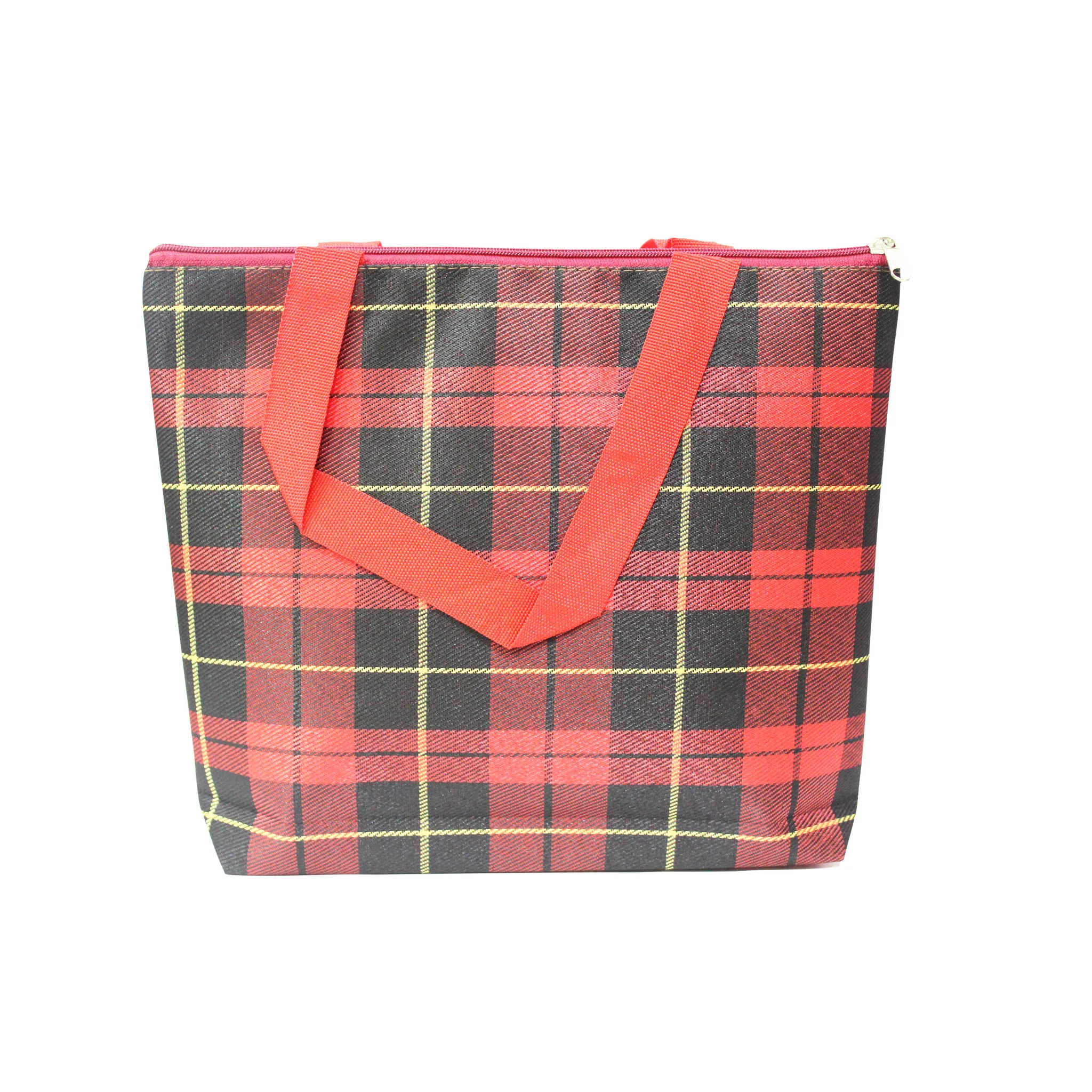 Imported Canvas Printed multi purpose Bag with handles for girls and ladies, Theme Traditional Scottish Checks, Large