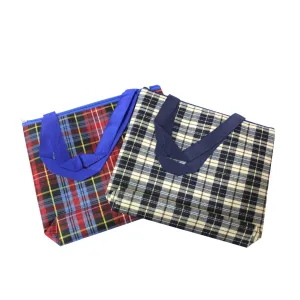 Imported Canvas Printed multi purpose Bag with handles for girls and ladies, Theme Traditional Scottish Checks, Large