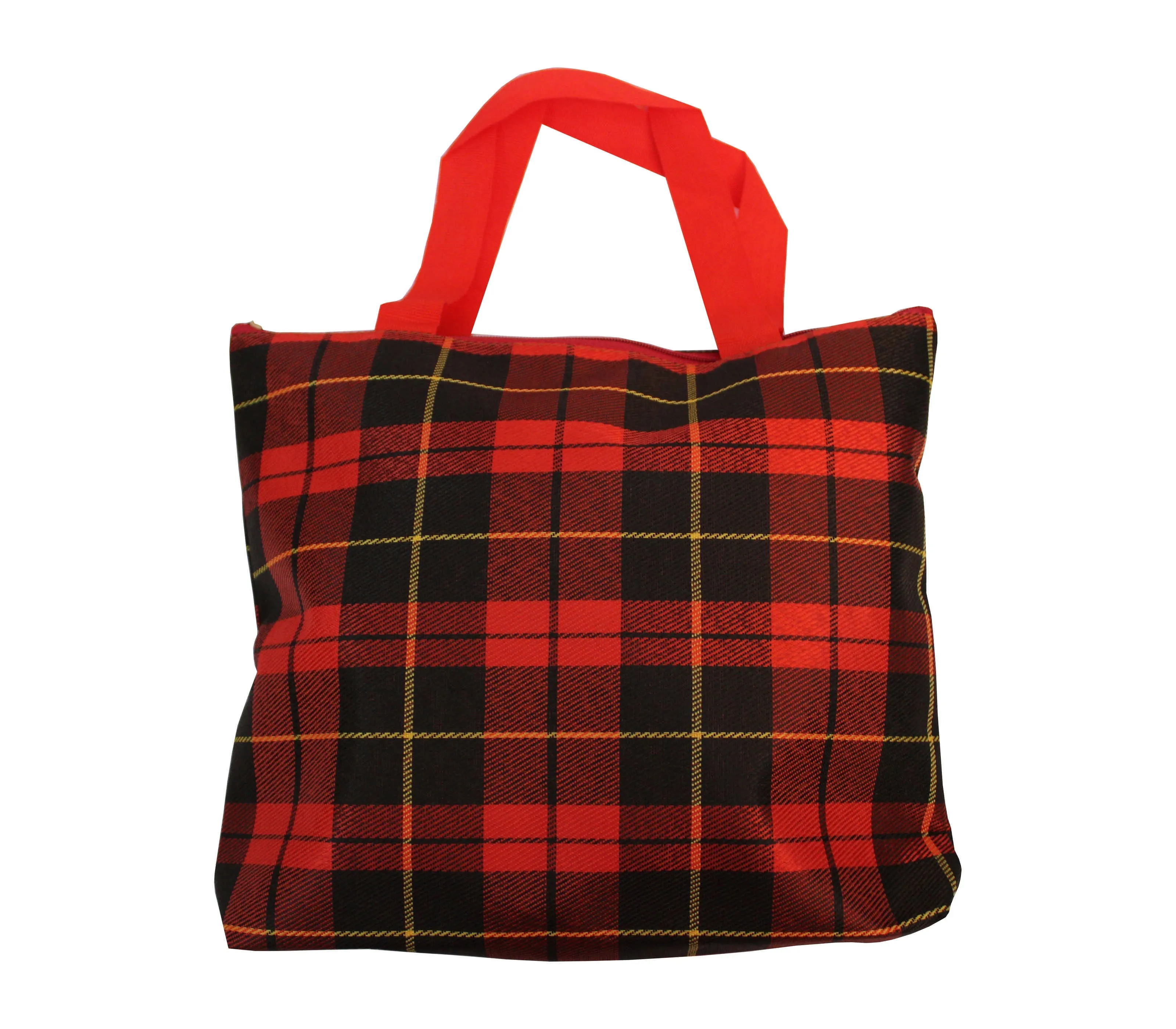 Imported Canvas Printed multi purpose Bag with handles for girls and ladies, Theme Traditional Scottish Checks, Large