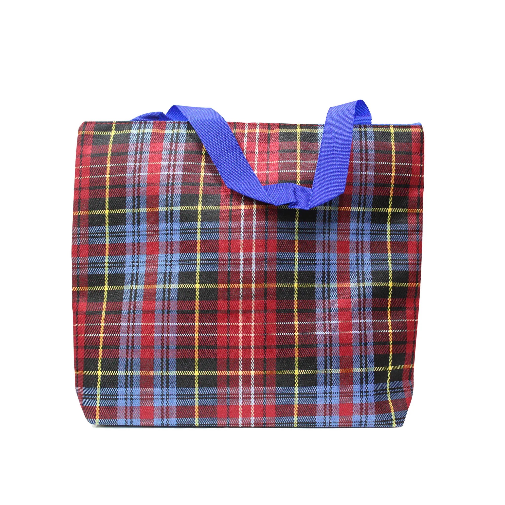 Imported Canvas Printed multi purpose Bag with handles for girls and ladies, Theme Traditional Scottish Checks, Large