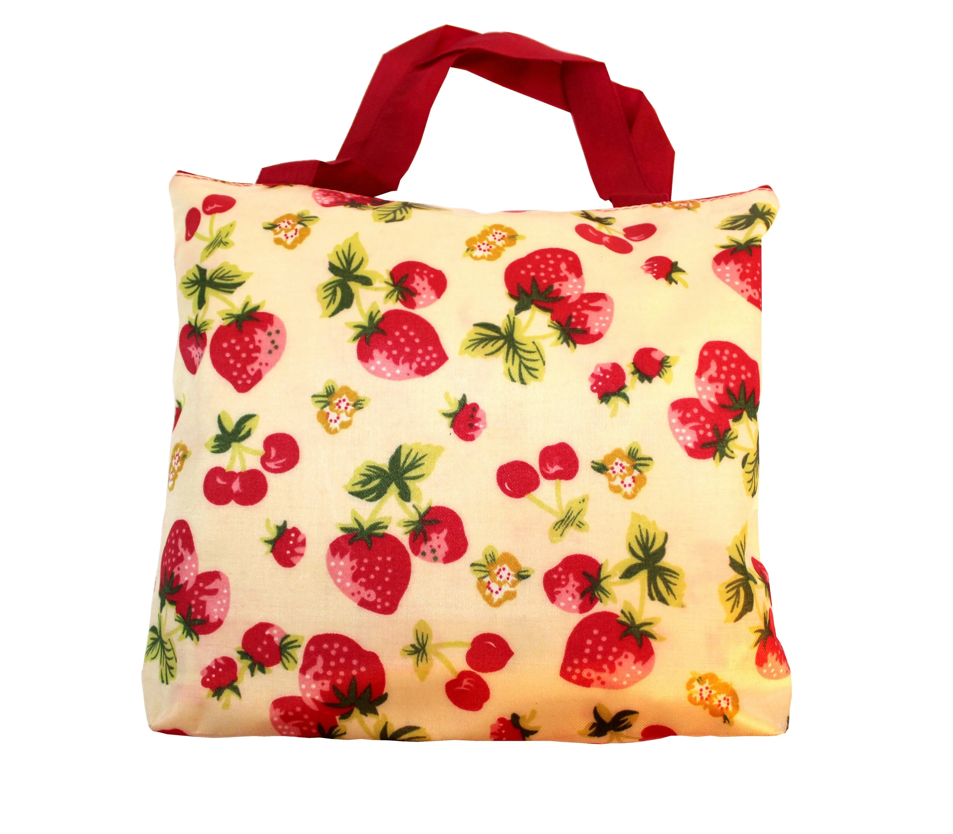 Imported Durable Canvas Printed multi purpose Bag with handles for girls and ladies, Theme Fruits, Size Large