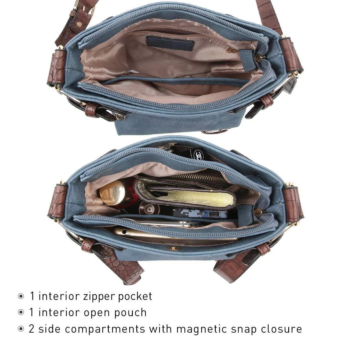 Leather Messenger Crossbody Bag