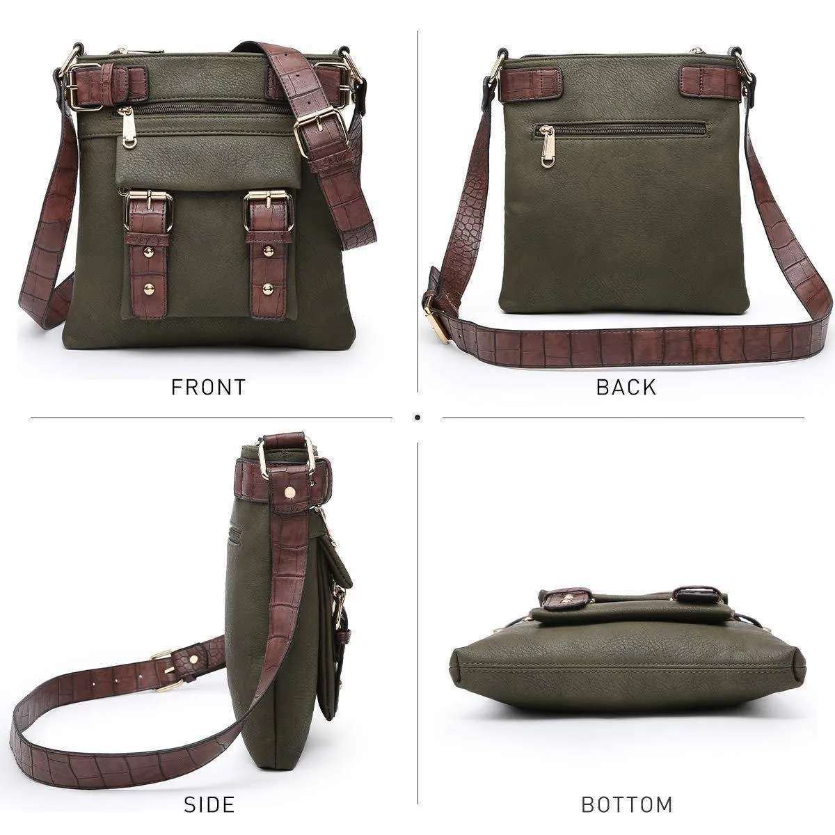 Leather Messenger Crossbody Bag