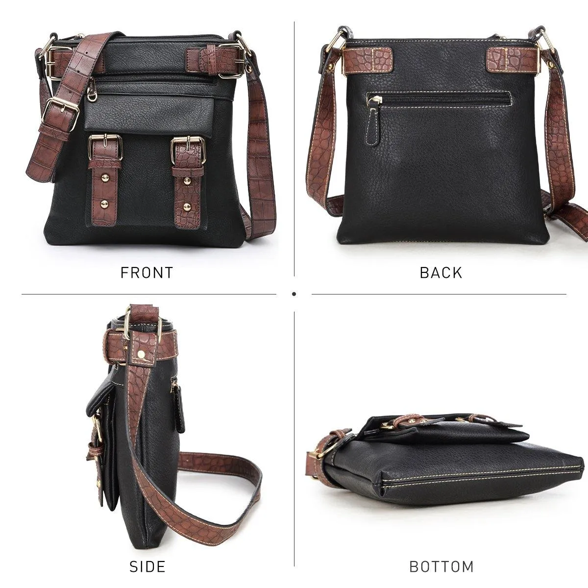 Leather Messenger Crossbody Bag