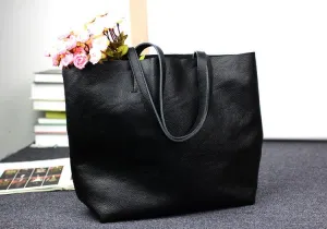 Leather Tote Bag, Full Grain Leather Large Tote Bag, Valentine gifts, Black