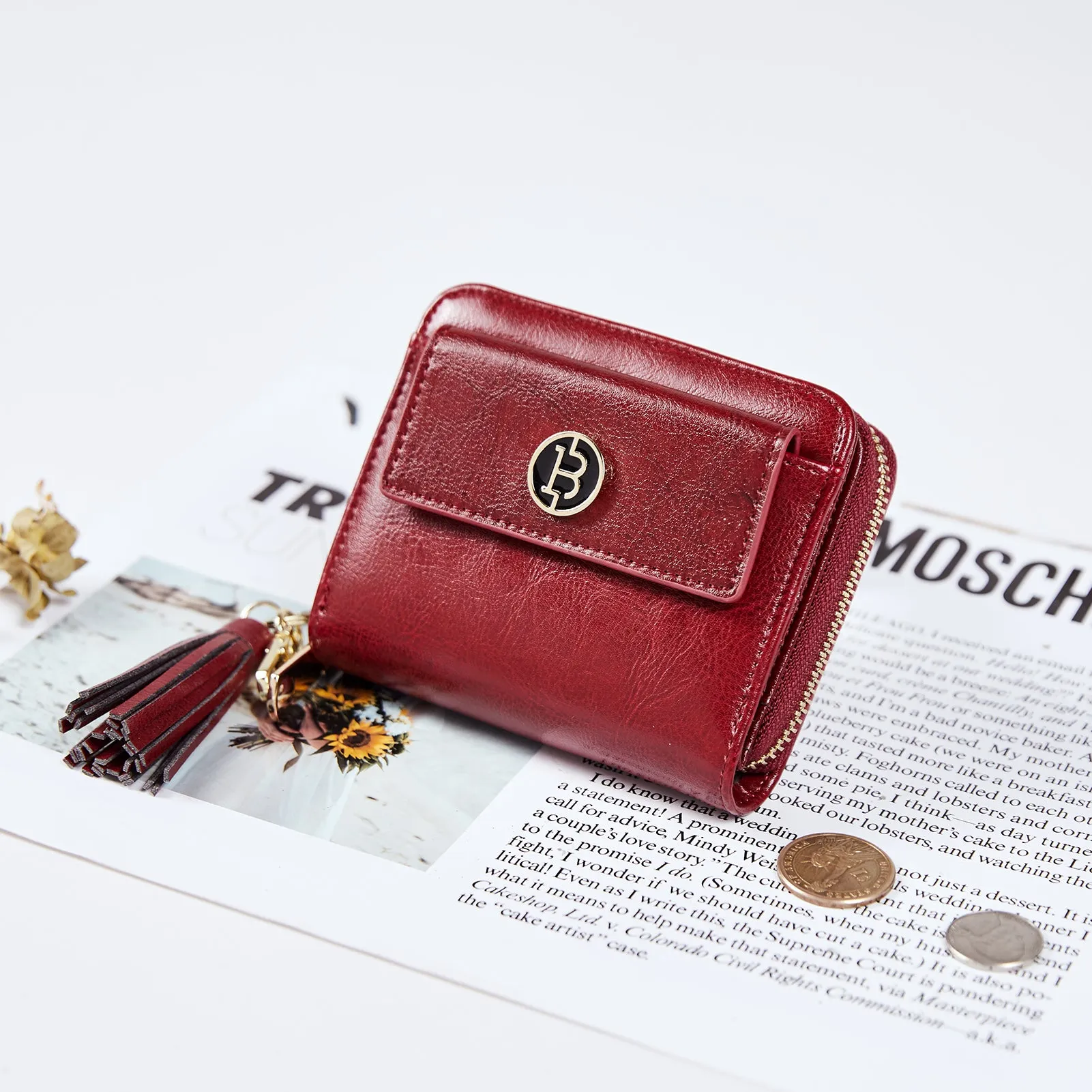 Lomy Small Coin & Card Purse With Tassel — Cowhide