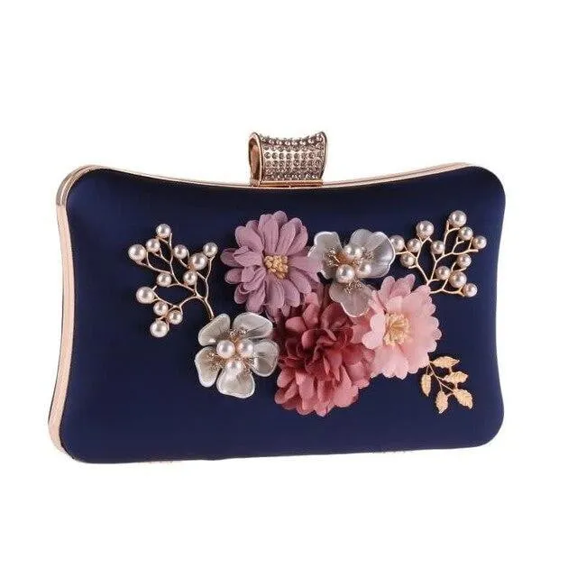 Luxy Moon Flower Evening Bags Pearl Beaded Diamond Clutches