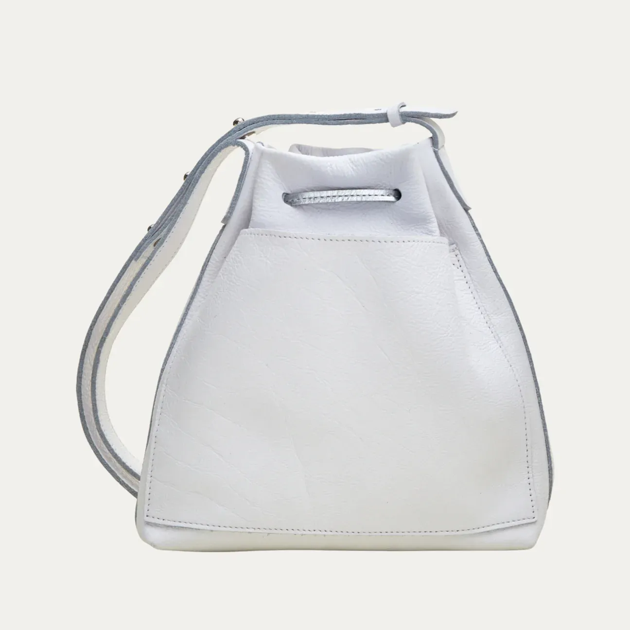 Mini Crossbody Tote | White Leather   Silver Hardware