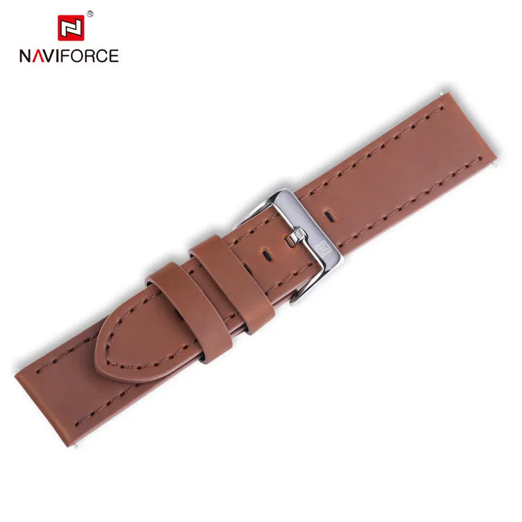 NAVIFORCE Genuine Leather Watch Band 23mm Brown Men Watchband Strap Watch Accessories Waterproof With Buckle G02