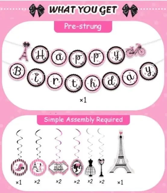 Paris Birthday Party Decorations Set