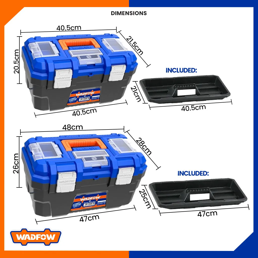 Plastic Tool Box Storage Organizer Case w/ (Metal Buckle) 16 inches & 19 inches