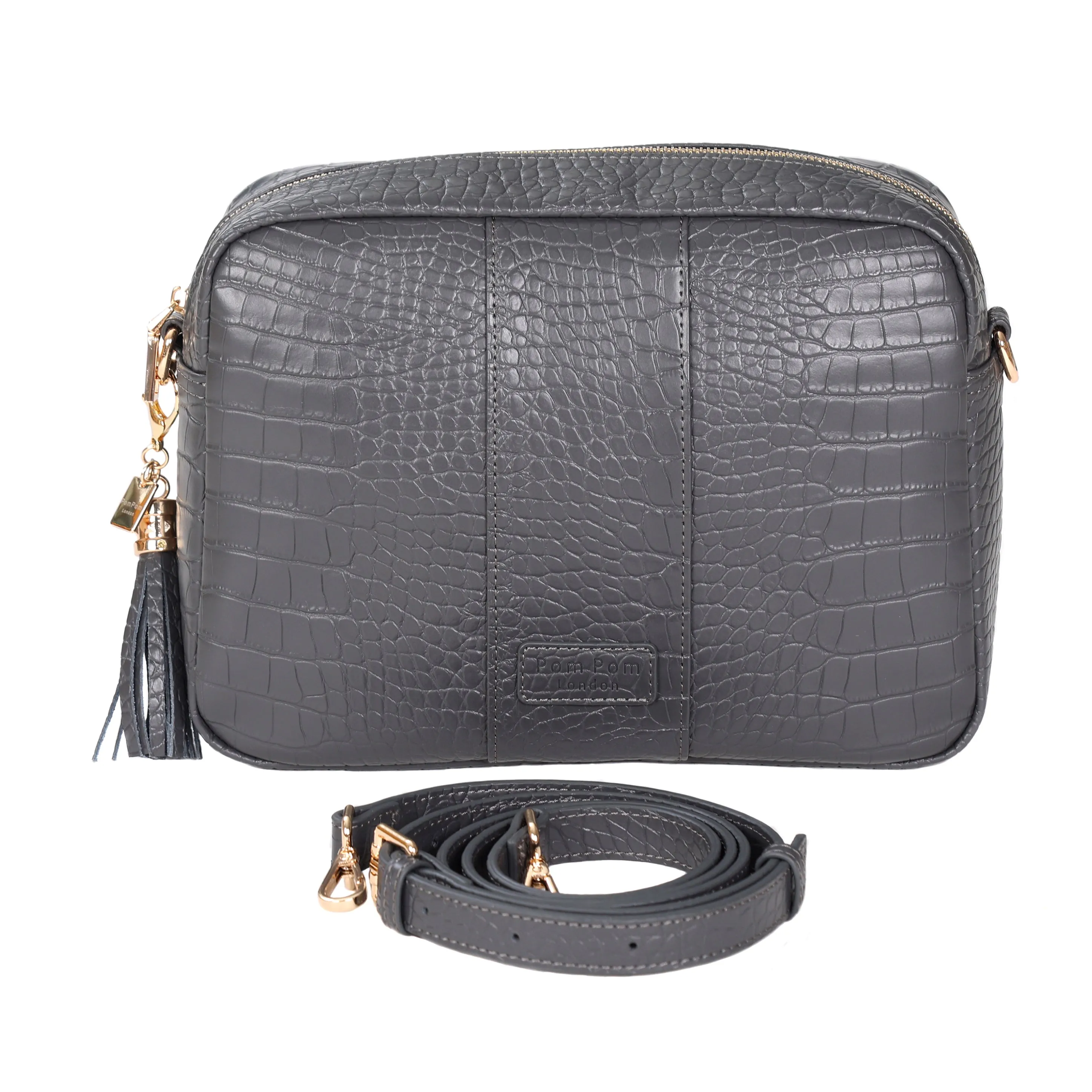 Pom Pom London City Plus Croc Bag Slate Grey