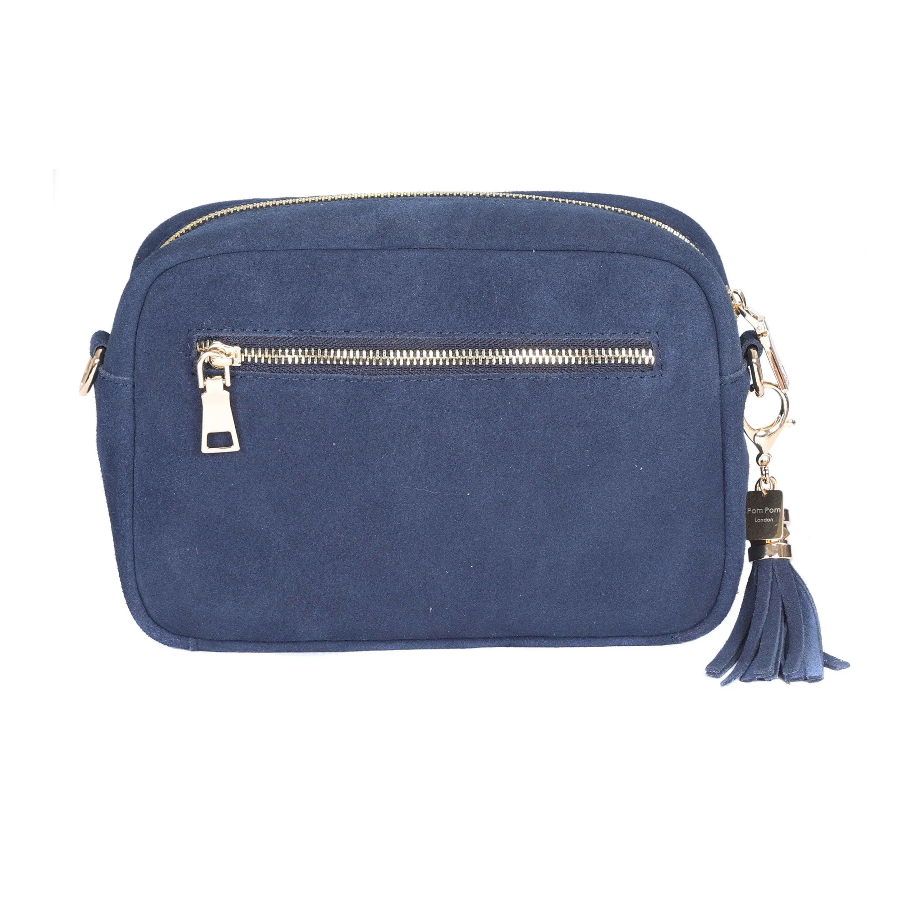 Pom Pom London City Suede Bag Navy