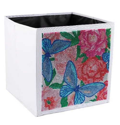 "Butterflies & Peonies" Crystal Art Folding Storage Box 30x30cm