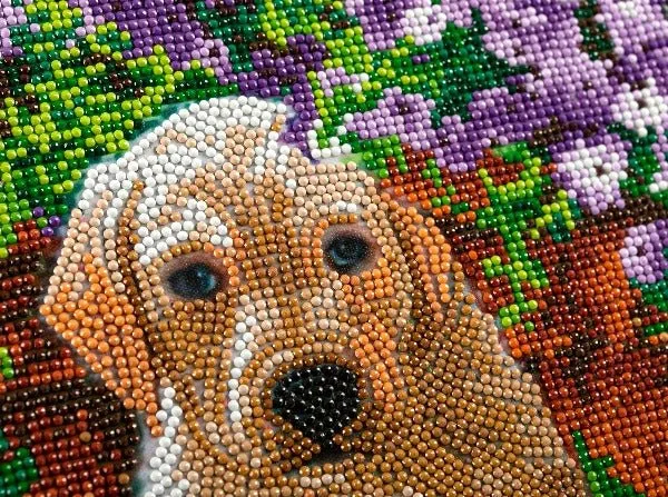 "Floral Pup" Crystal Art Kit 30x30cm