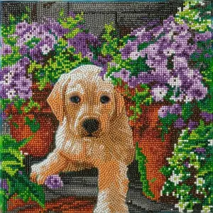 "Floral Pup" Crystal Art Kit 30x30cm