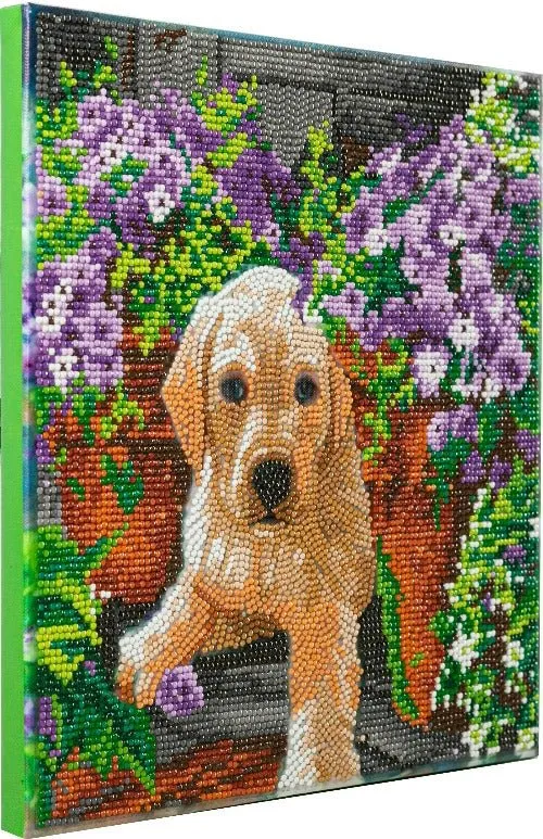 "Floral Pup" Crystal Art Kit 30x30cm