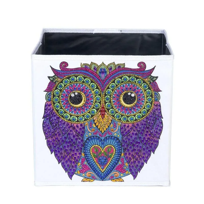 "Owl" Crystal Art Folding Storage Box 30x30cm