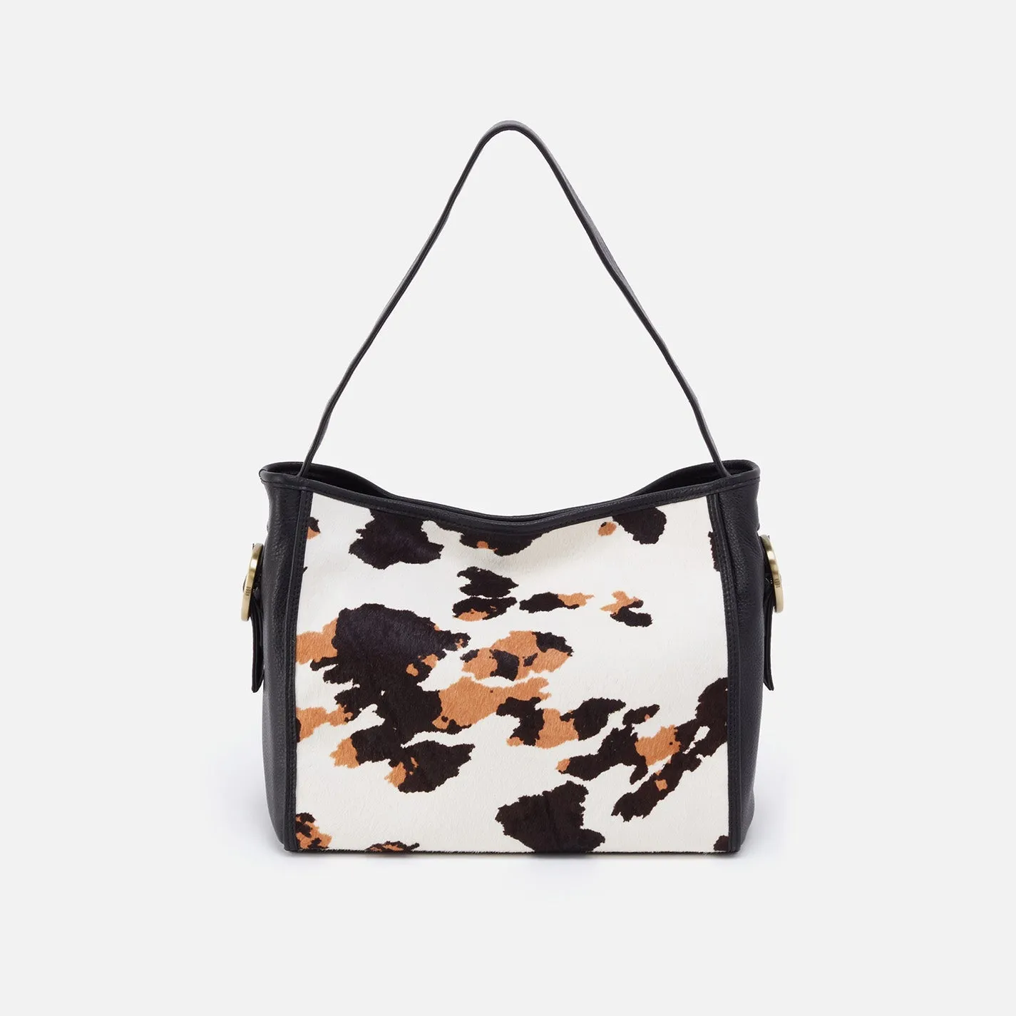 Render Shoulder Bag in Hair-On Leather -Cow Print Black and Brown