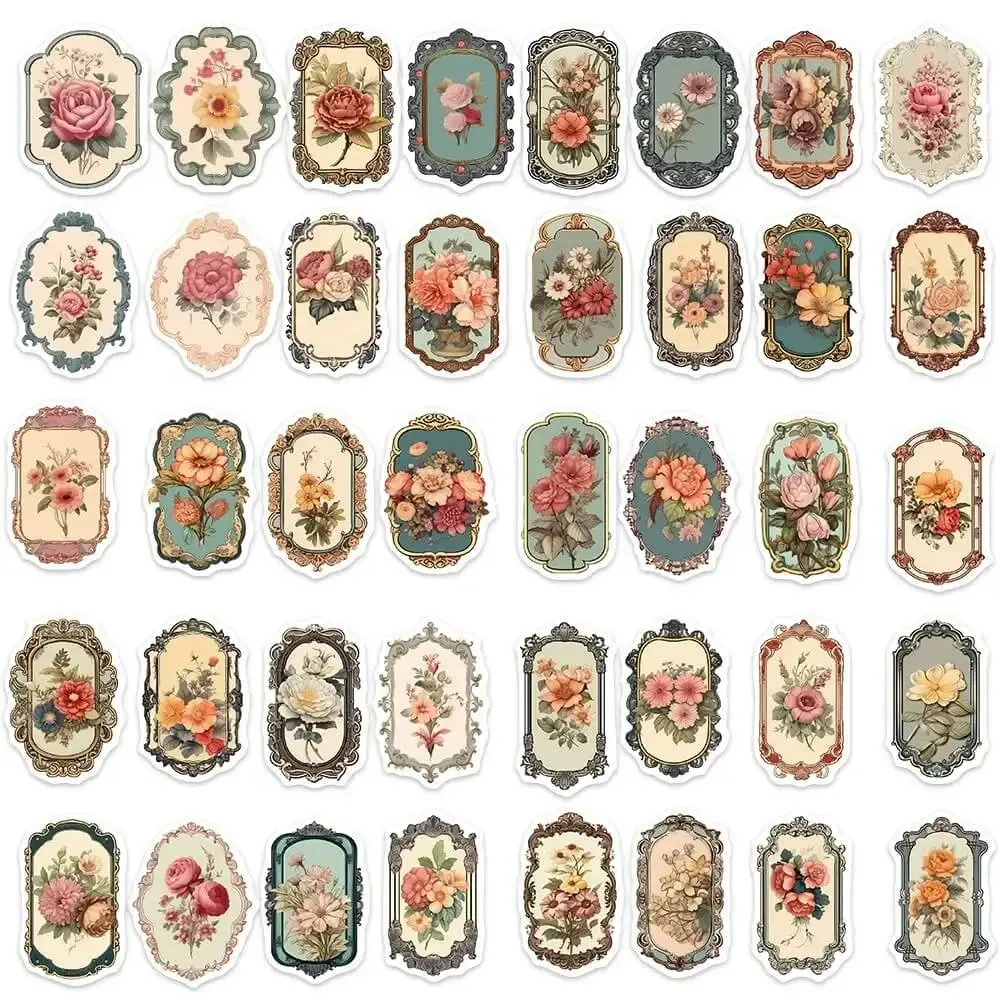 Retro Flower Mirror Stickers Pack - Set of 50