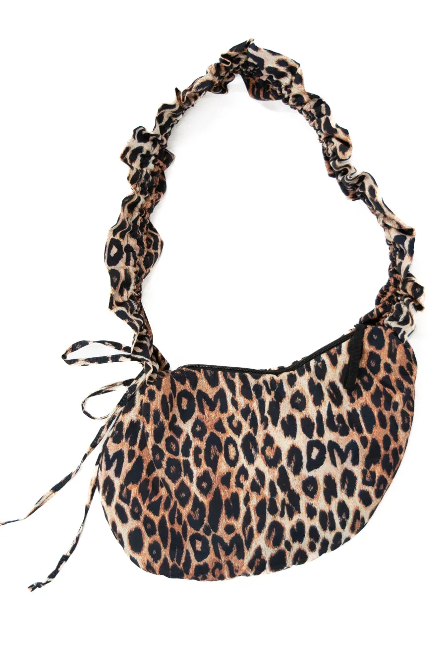 ruched kidney bag in leopard print