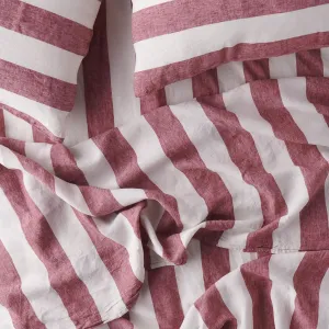 Sangria Stripe 100% Linen Fitted Sheet