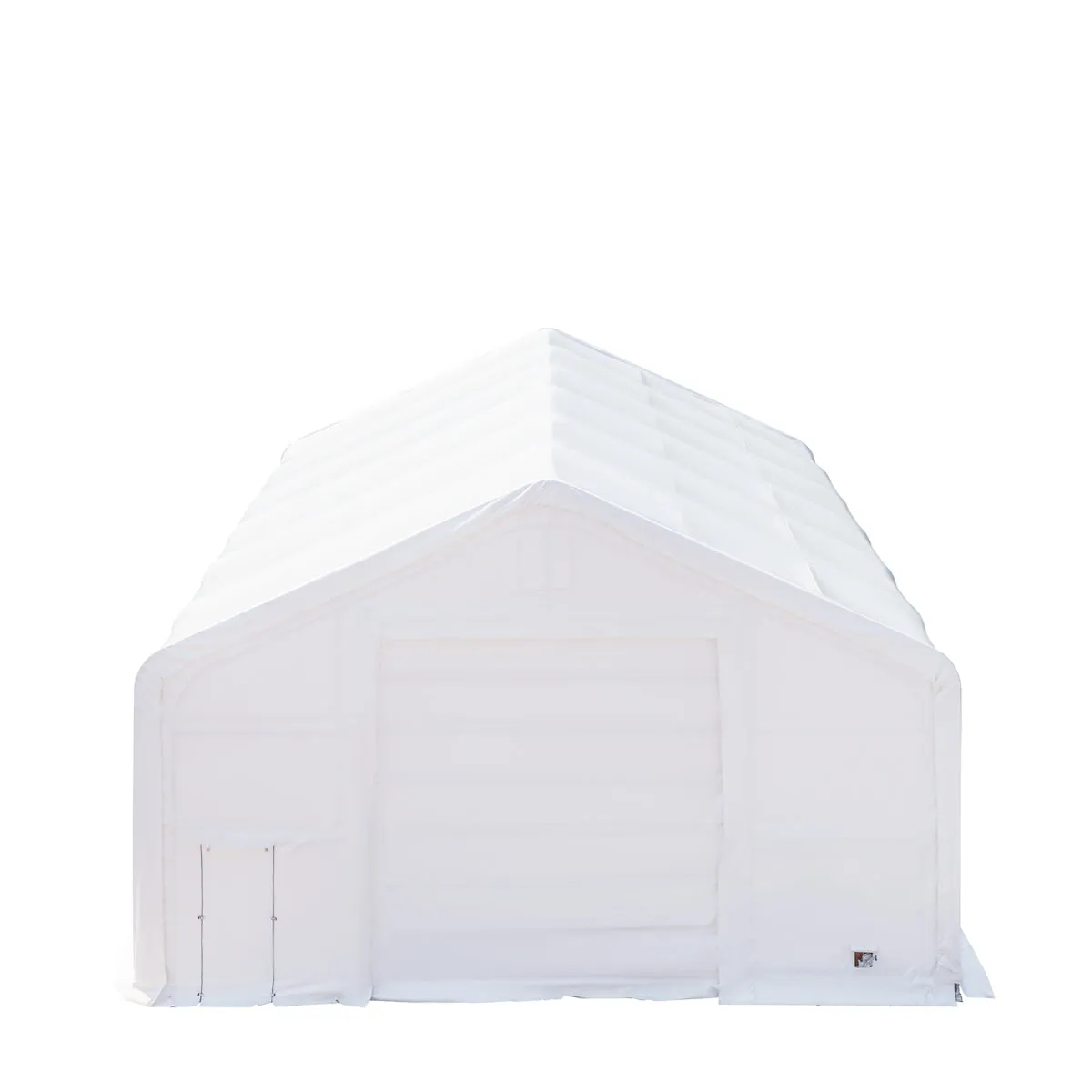 Sure! The optimized title for this e-commerce product in English, requiring modifiers, could be: TMG Industrial 30 x 60 Double Truss Heavy Duty Storage Shelter with 17 oz PVC Cover, Drive-Through Doors.