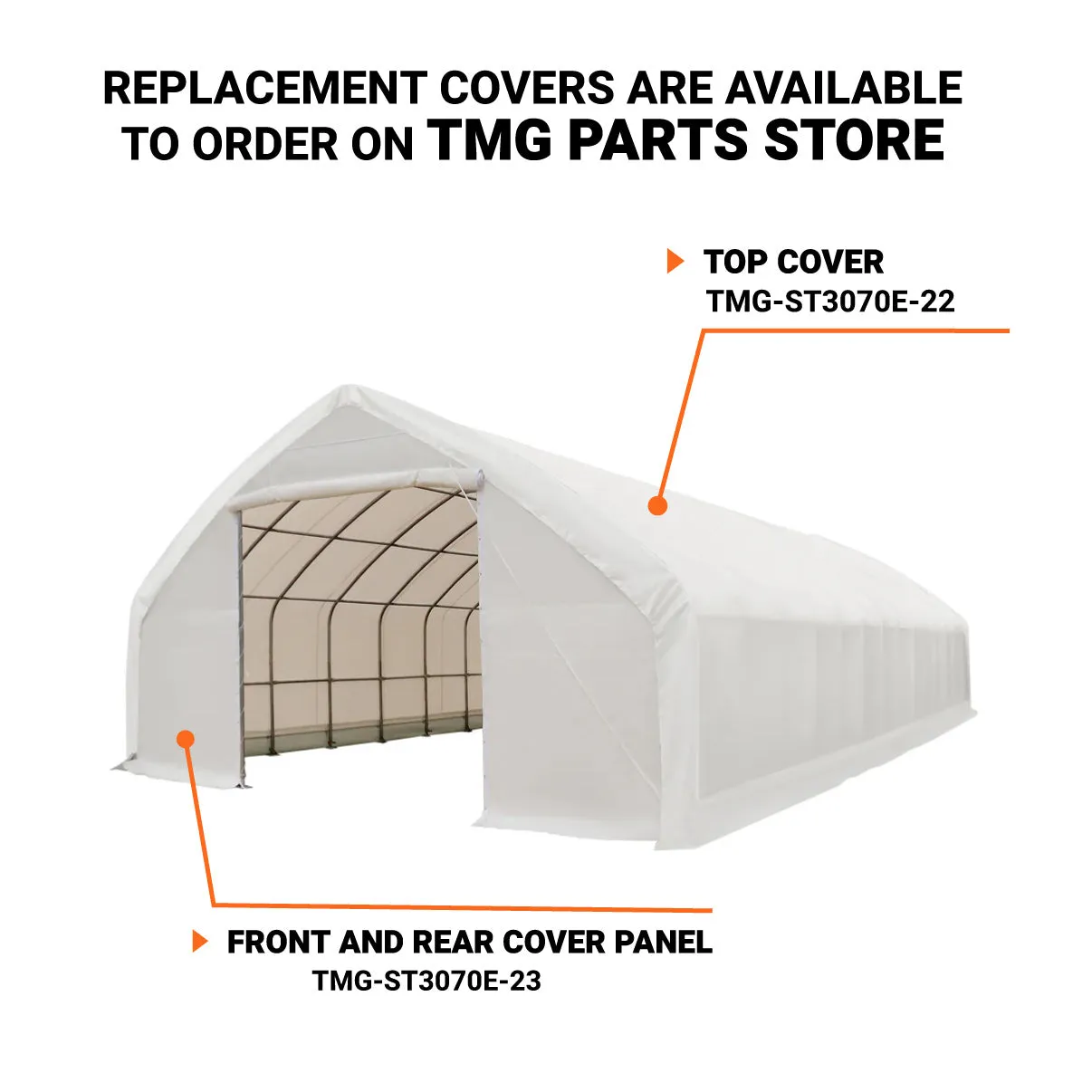 TMG Industrial 30' x 70' Straight Wall Peak Ceiling Storage Shelter with Heavy Duty 11 oz PE Cover & Drive Through Doors, TMG-ST3070E(Previously ST3070)