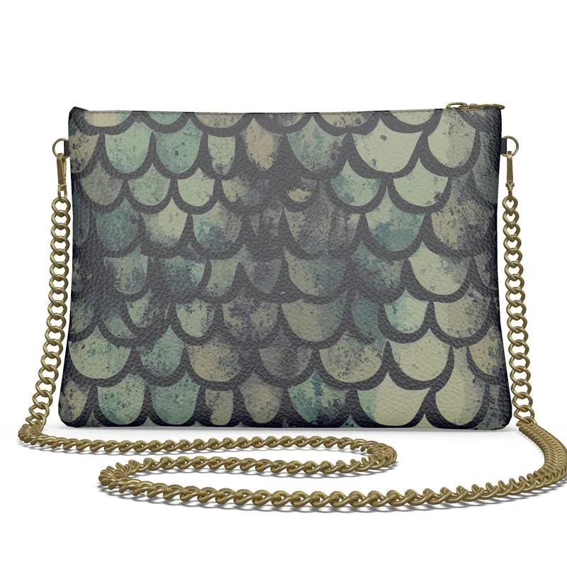 Vampire Art Grunge Mermaid Iridescent Green Crossbody Bag with Chain