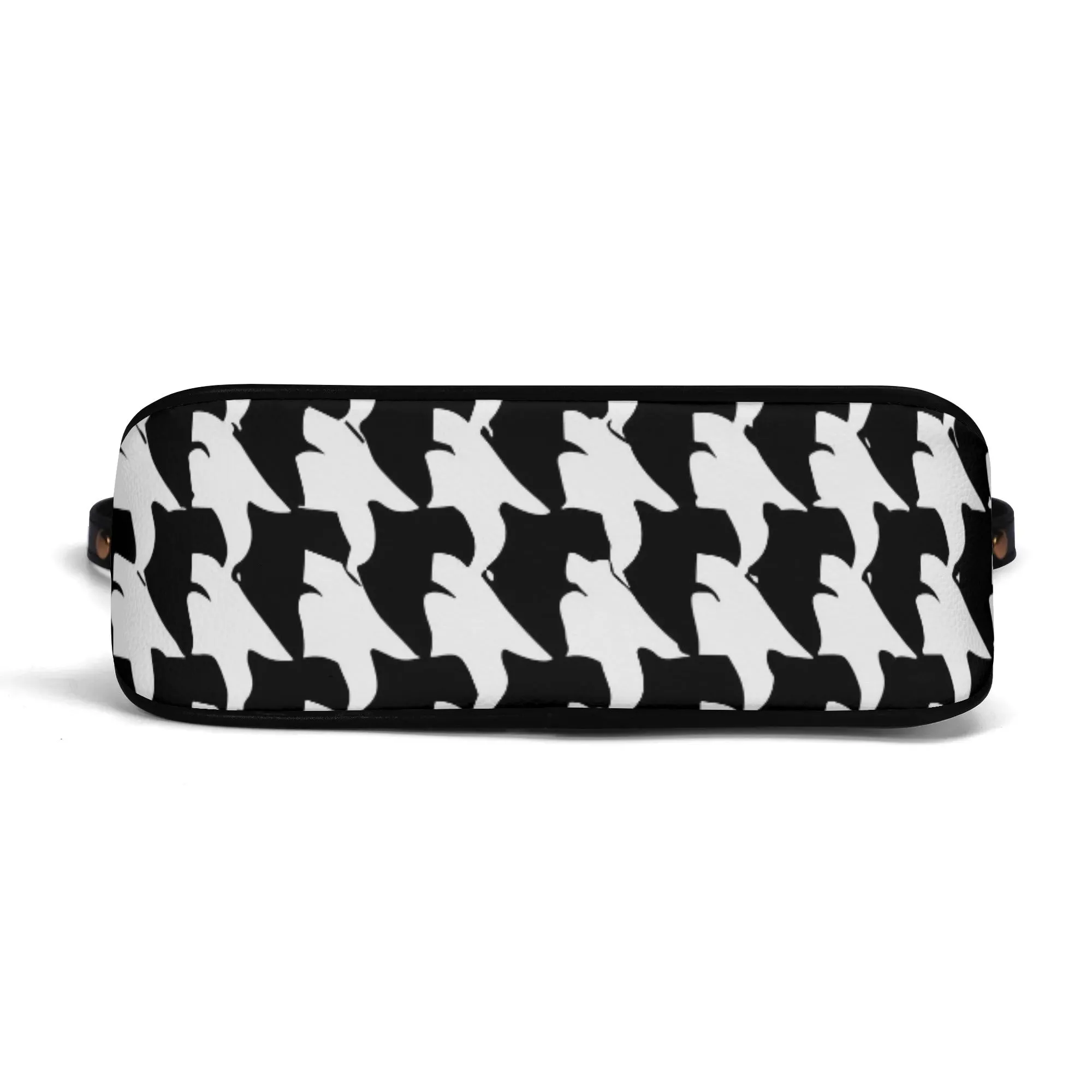 Vampire Art Grunge PU Cross-body Bag With Chain Decoration - Black and White Houndstooth