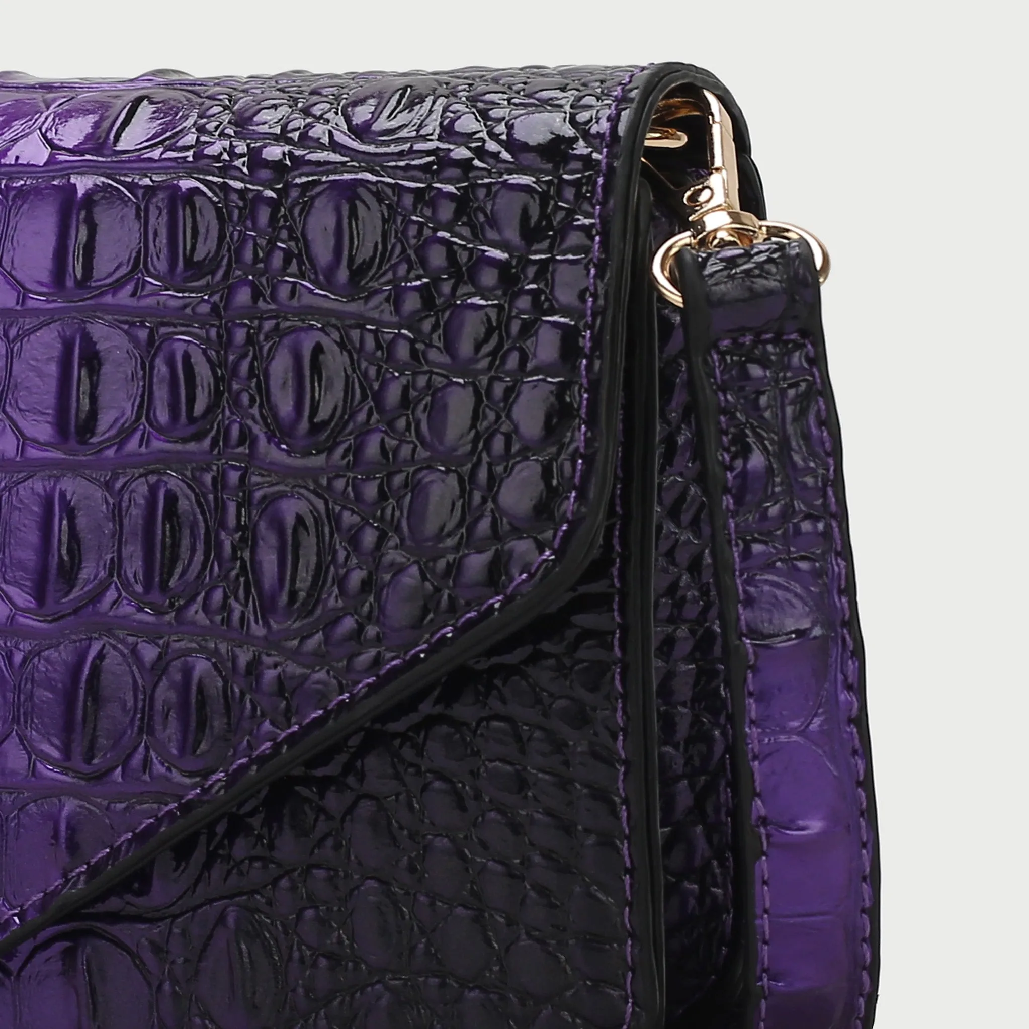 Vanta Croc-Embossed Saddle Bag