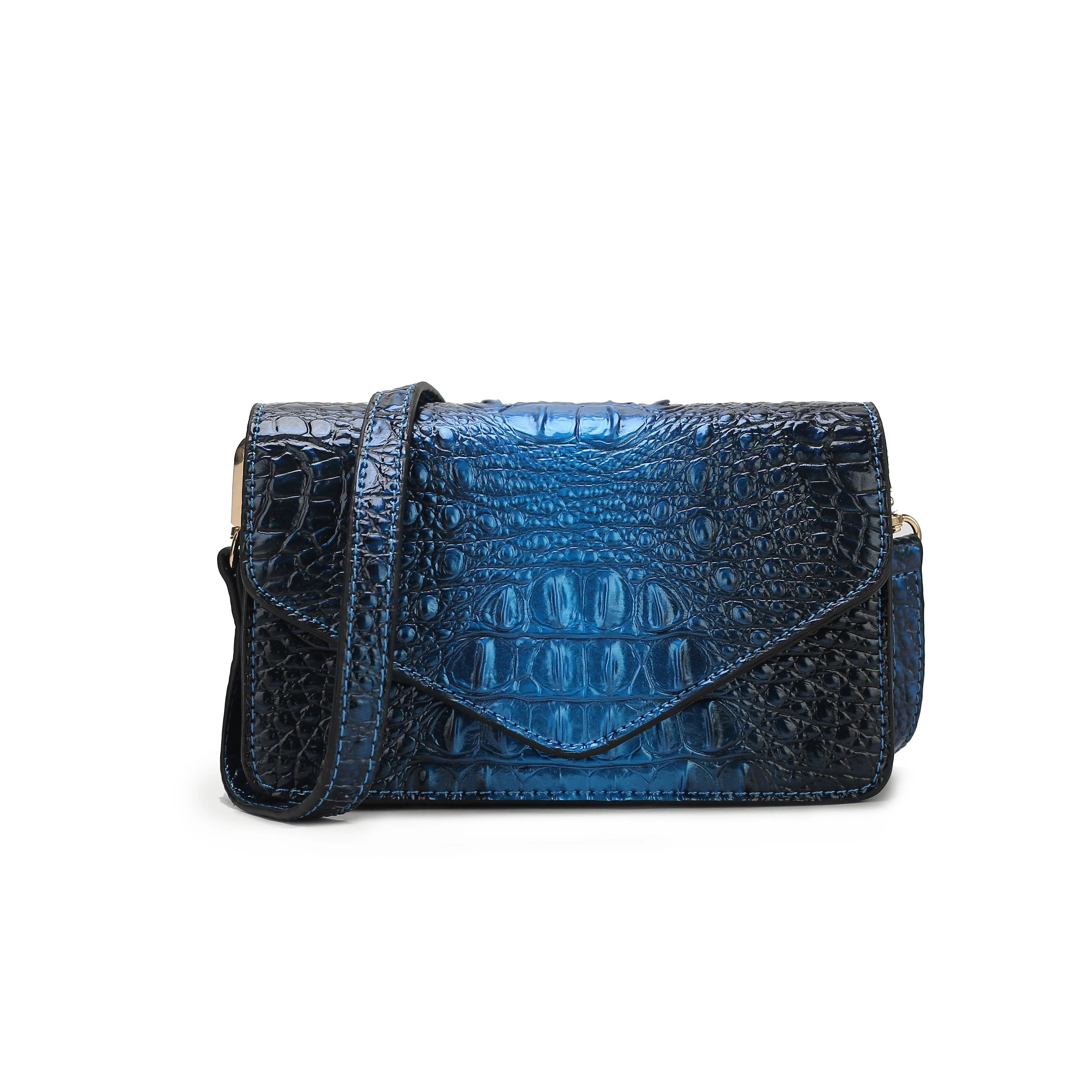 Vanta Croc-Embossed Saddle Bag