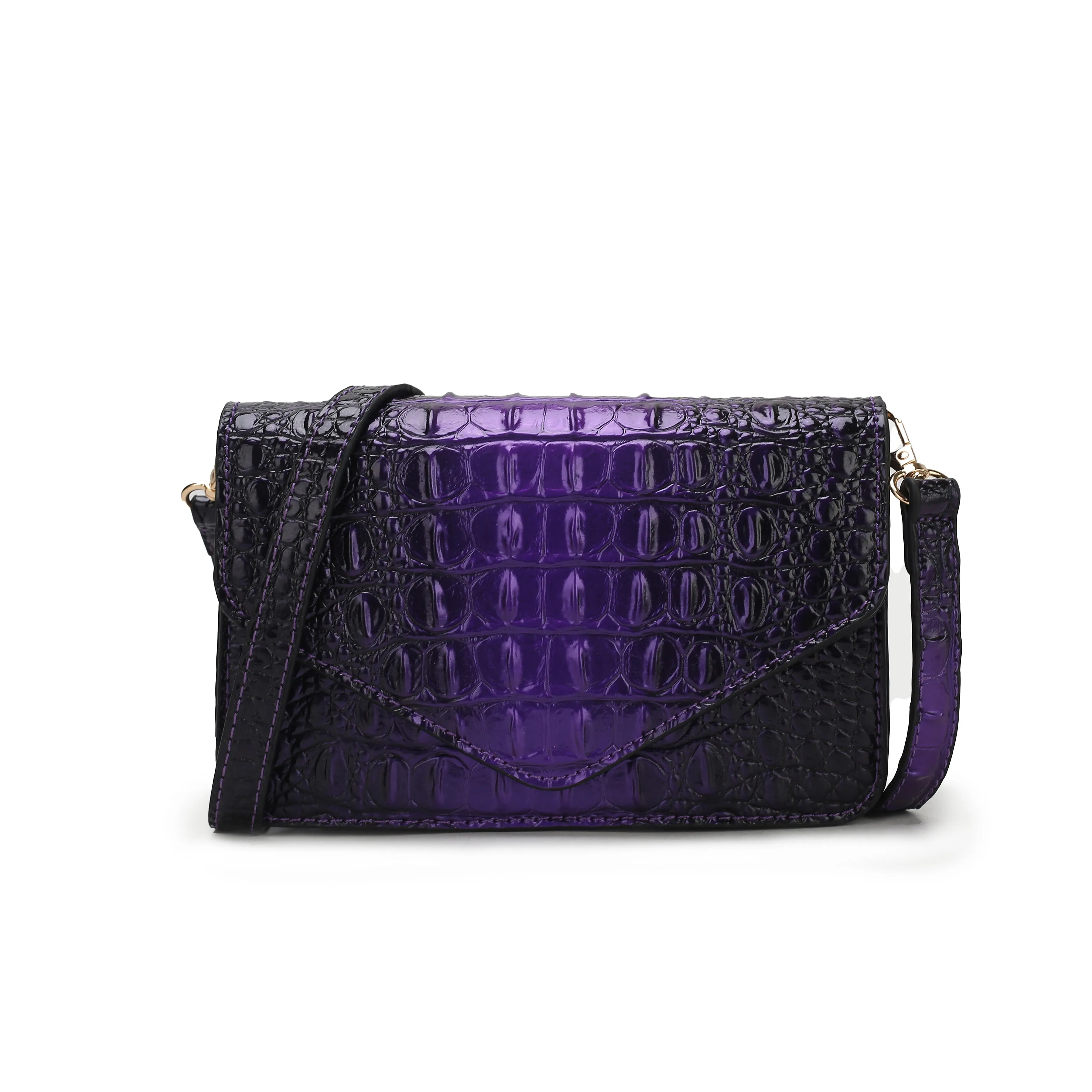 Vanta Croc-Embossed Saddle Bag