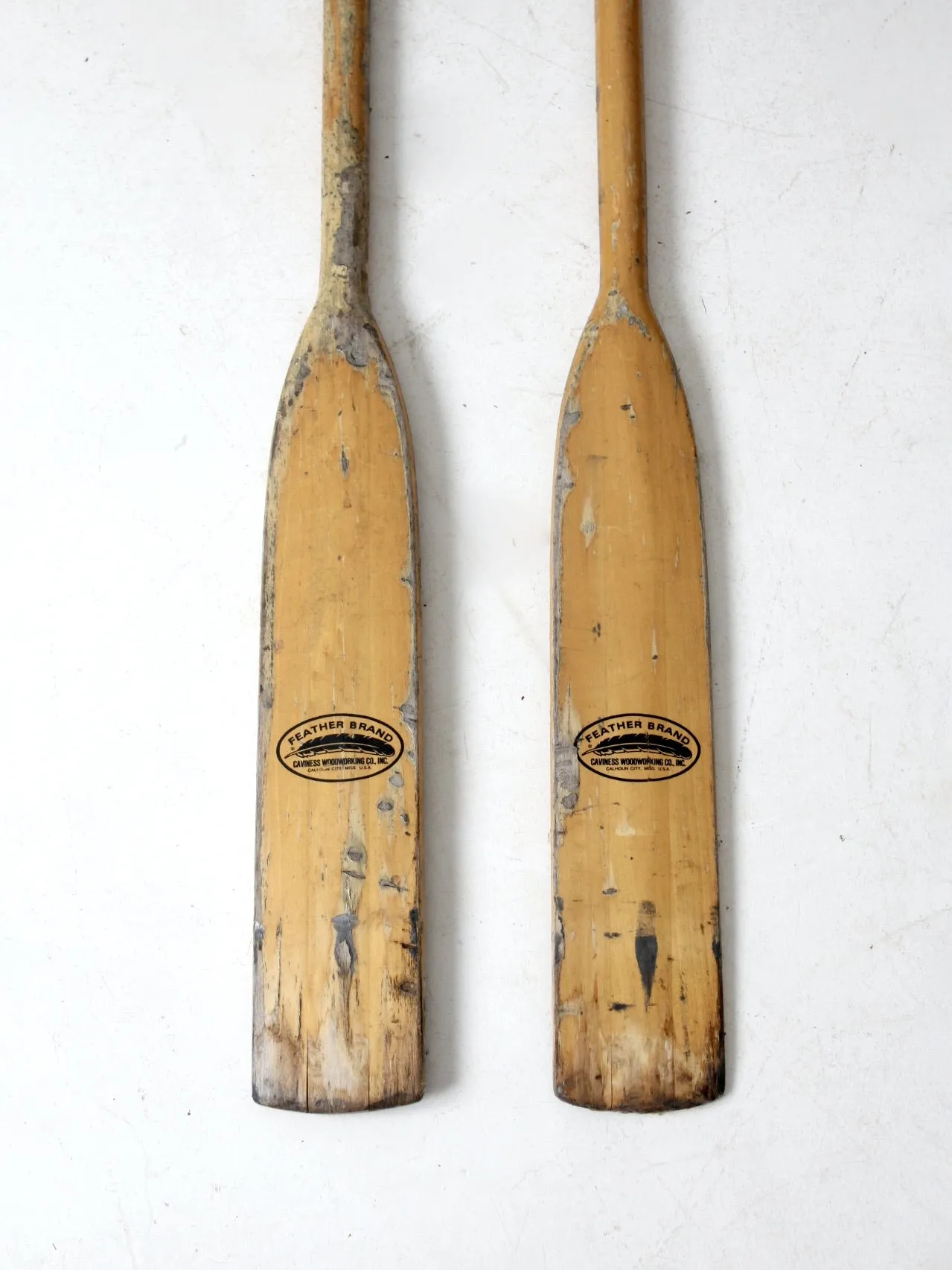 vintage Feather Brand Caviness oars pair